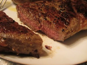 Medium-rare Rib-Eye.