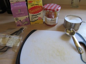 Vanilla ice cream ingredients.