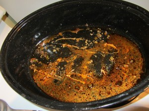 Pan drippings from pork tenderloin roast.