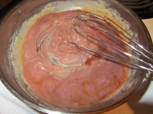 Hot liquid combined with cold white roux.