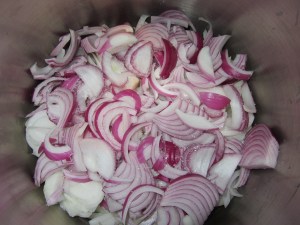 Combination of sweet and red onions, along with salt.