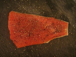 Fillet seasoned with salt and pepper.