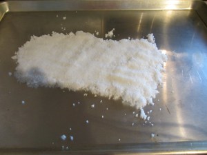 Bed of salt for the fish to bake on.