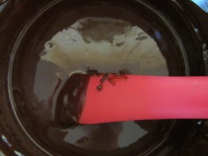 The melted chocolate mixture.