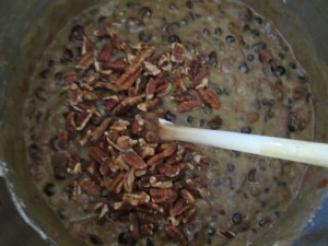 Folding in the pecans.