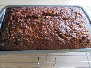 Spritzed cake right out of the oven.