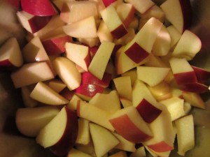 Chopped apples, tossed with cider vinegar.