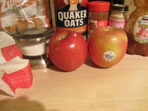 All of the ingredients for baked apples.