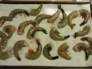 Shrimp after brining.