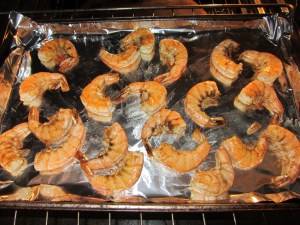 Shrimp after 2 minutes under the broiler.