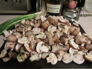 All of the ingredients for the saute.