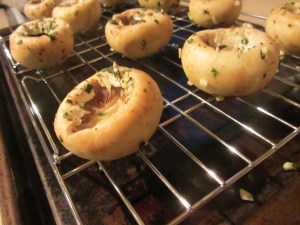 Mushrooms ready to go in the oven.