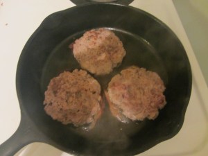 Burgers flipped after 4 minutes.