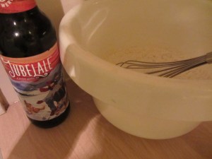 Dry batter ingredients plus a beer.