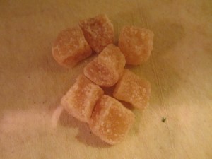 Candied ginger. I added this after my brine had cooled, as I did not have any.