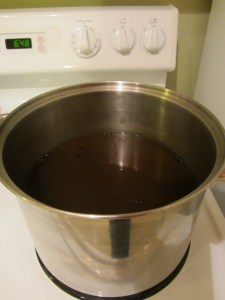 Cooled brine with candied ginger added.