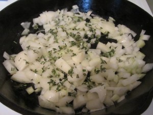 Onion, butter, rosemary, and thyme.