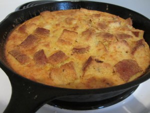 Corn bread pudding straight from the oven.
