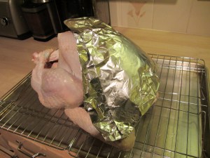Molding the turkey triangle to the breast. 