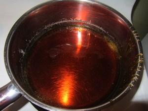 Syrup back on the heat.