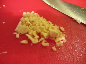 Chopped garlic.