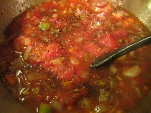 Combined syrup and vegetables, plus black pepper.