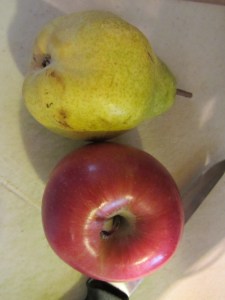 Bartlett pear and an apple.