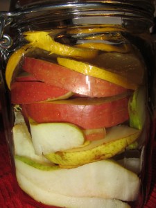 Apple, pear, ginger, and lemon in the jar.