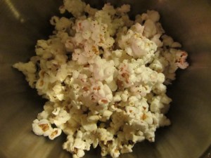 Homemade microwave popcorn.