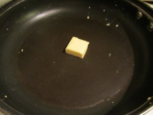 Butter in the pan.