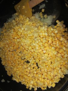 Corn added to the onion.