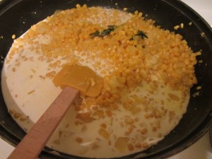 Cream added to corn.