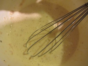 Combined wet ingredients.