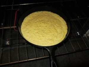 Batter in the hot pan.