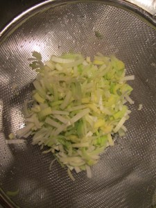 Chopped leek.