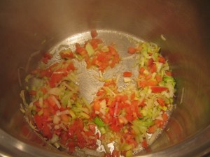 Tomato added to the pan.