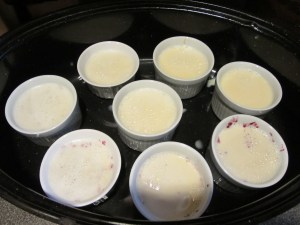 Custard in ramekins. I wonder which ones are blueberry? So much for mystery.