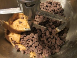 Chocolate chips added.