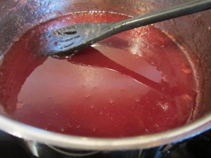 Reduced cranberry dipping sauce.