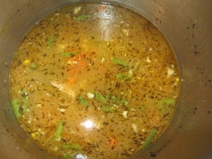 Turkey soup after fishing bones out.