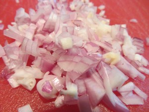 Chopped shallots.