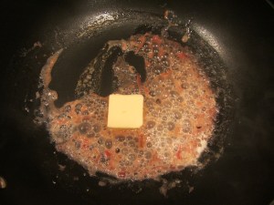 First chunk of butter being added.
