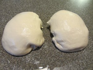 Dough bisected.