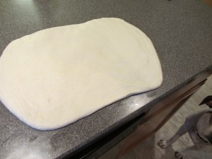 Dough flattened into rectangle.