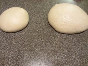 New dough on the right.