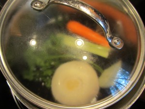 Partially covered and left to simmer.