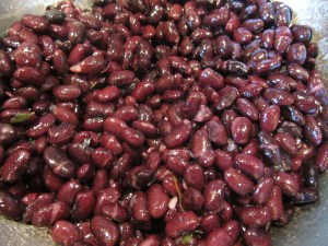 Beans tossed with lime juice and olive oil.