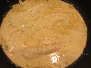 Catfish after poaching for ~eight minutes.