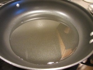 Canola oil in non-stick skillet.
