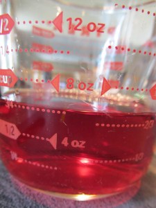 Six ounces of cranberry juice.